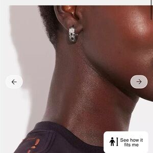 Coach Silver Signature C Huggie Earrings